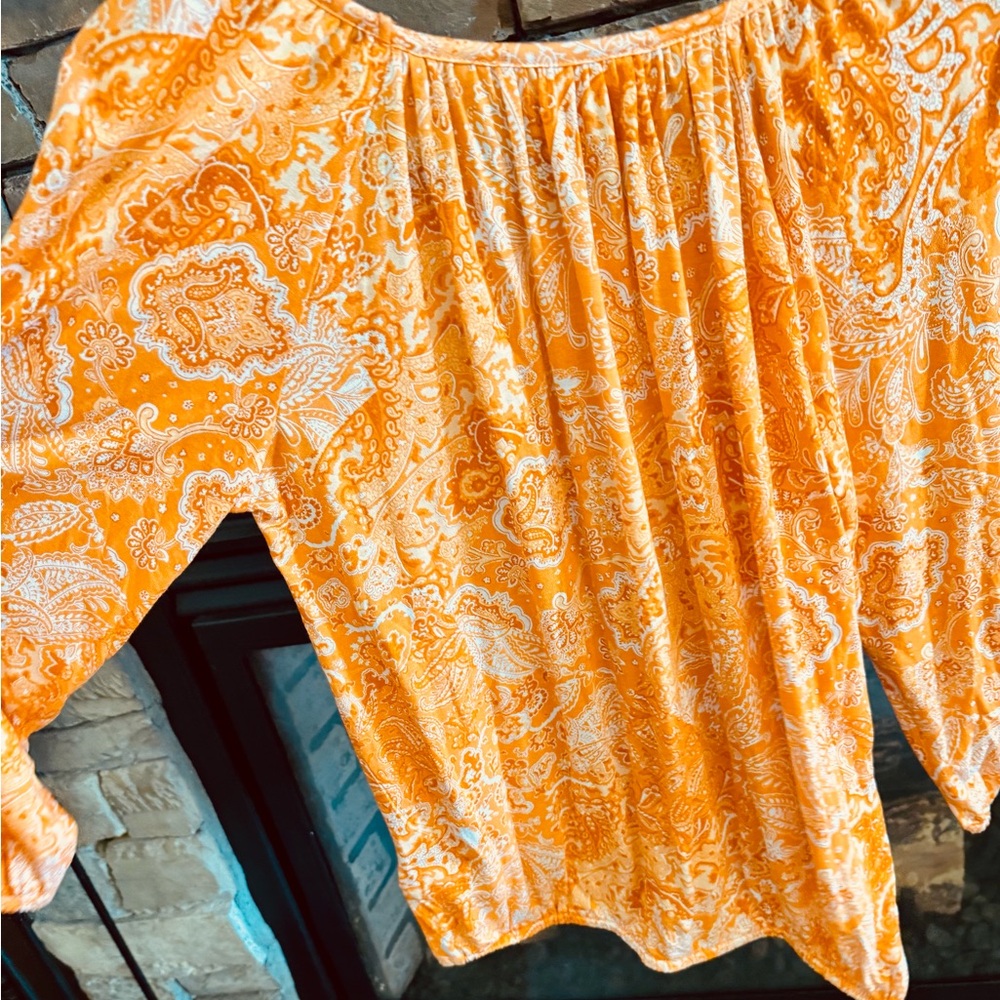 MICHAEL Michael Kors Orange Flutter Sleeve Ruffled Blouse